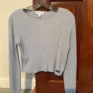 Calvin Klein Gray Cropped Long Sleeve Sweatshirt